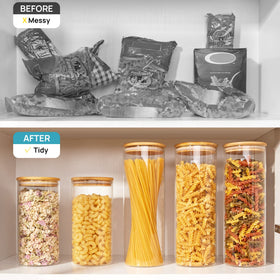 Vtopmart 70oz glass jar with snacks focus, transparent view for quick grabbing.