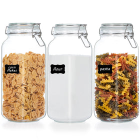 Vtopmart 78oz glass jar with airtight clamp lid for flour storage