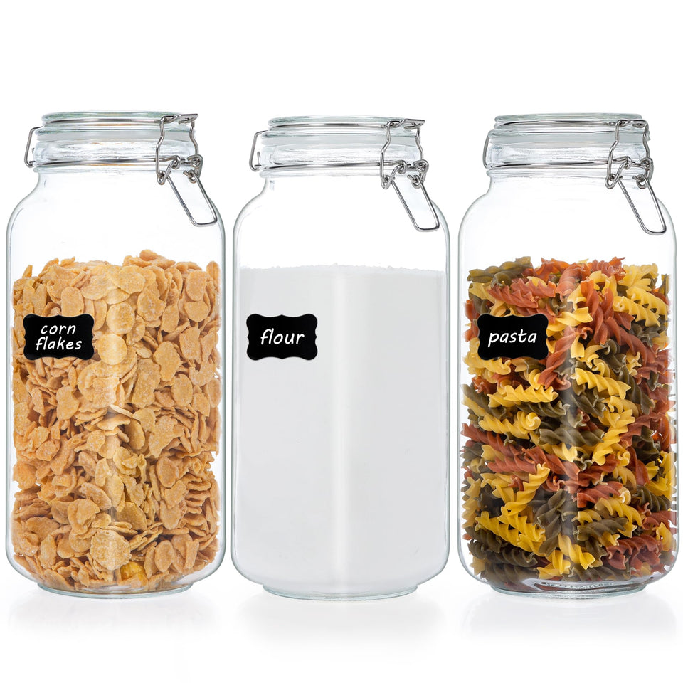 Vtopmart 78oz glass jar with airtight clamp lid for flour storage