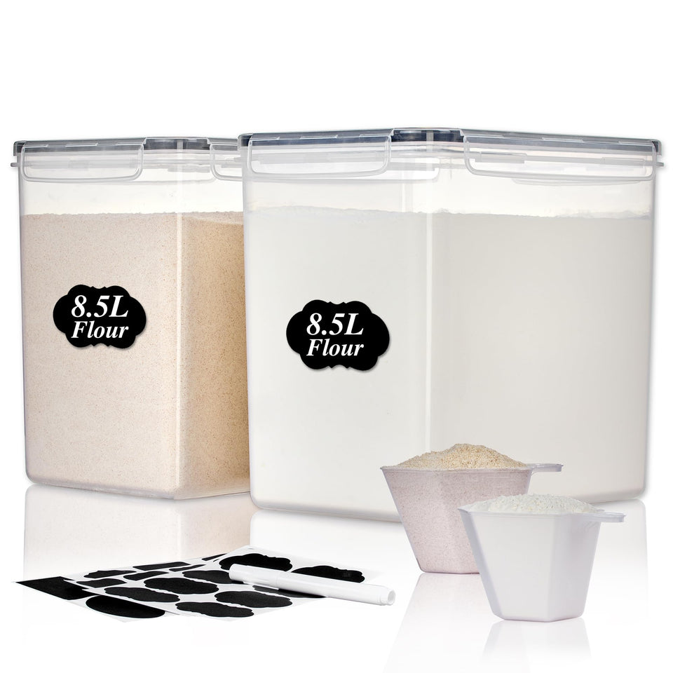 Vtopmart 8.5L flour container front view for bulk baking ingredients