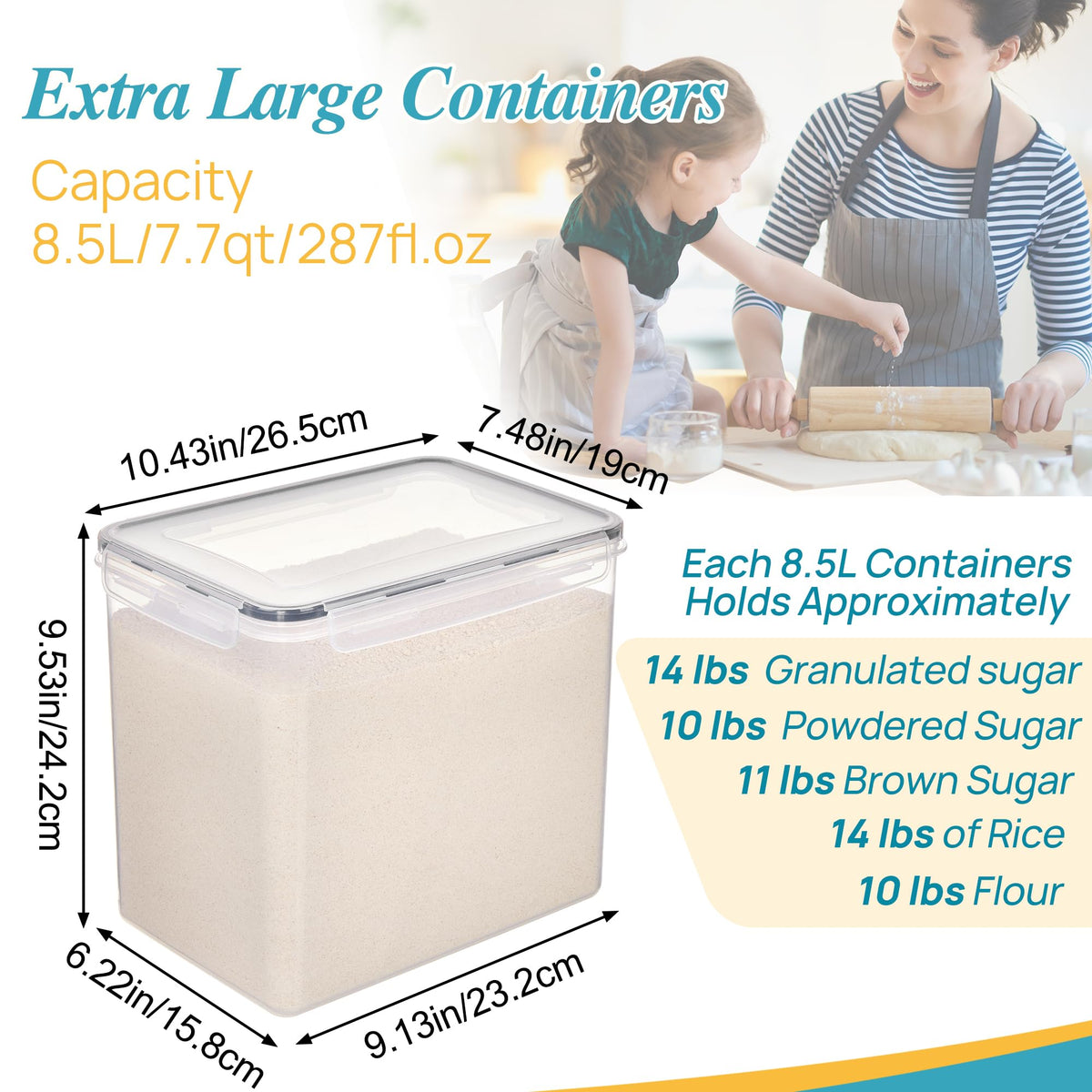 Vtopmart sugar container lid close-up highlighting airtight seal