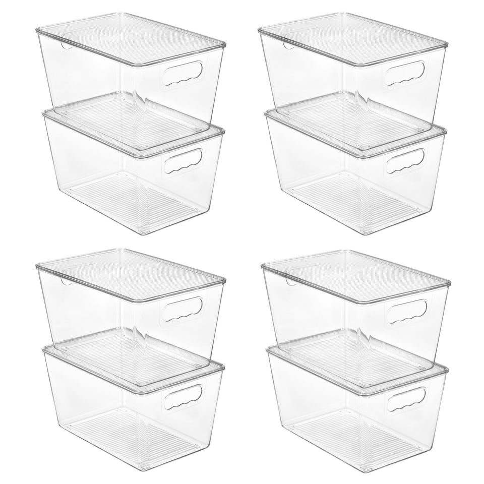 Vtopmart 8-pack clear bin with lids for dust-free pantry storage and easy access