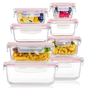 Vtopmart 8-pack glass storage containers with airtight lids for mess-free meal prep