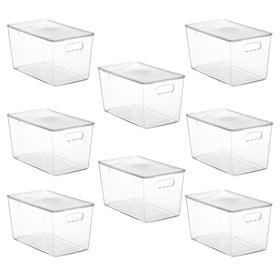 Vtopmart 8-pack clear stackable bin with lid for easy pantry organization
