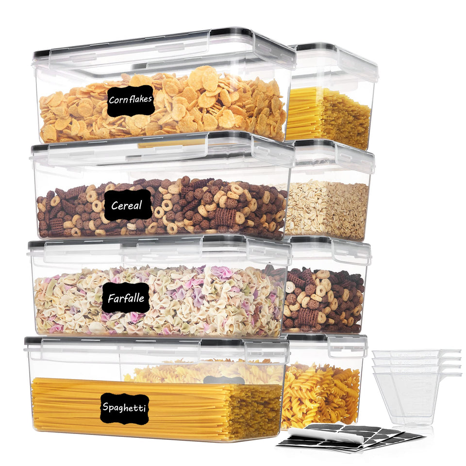 Vtopmart 8pc pasta storage flat-horizontal design keeps long pasta visible and reachable