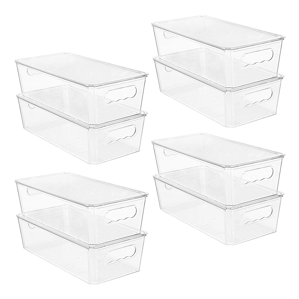 Vtopmart 8pc clear organizers with lids in fridge for organized fruits