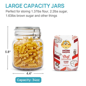 Vtopmart airtight clamp lids demonstrate leak-free sealing for dry goods.