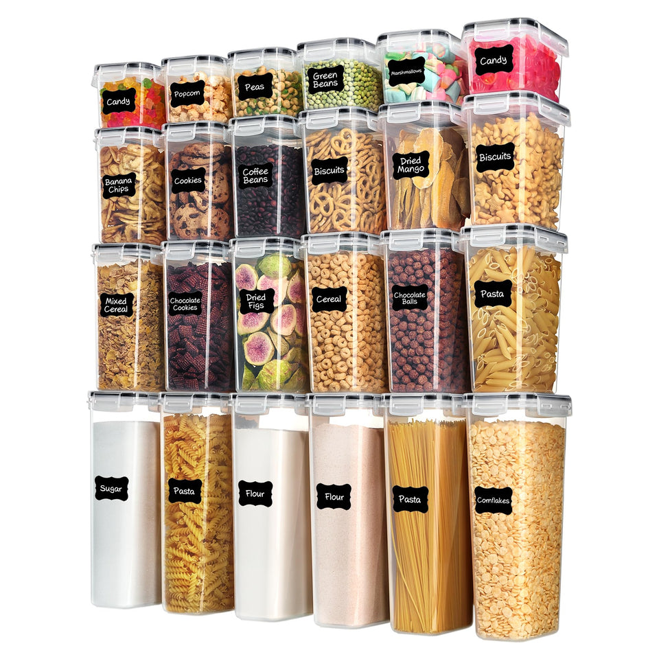 Vtopmart airtight containers with lids keep dry foods fresh and organized.