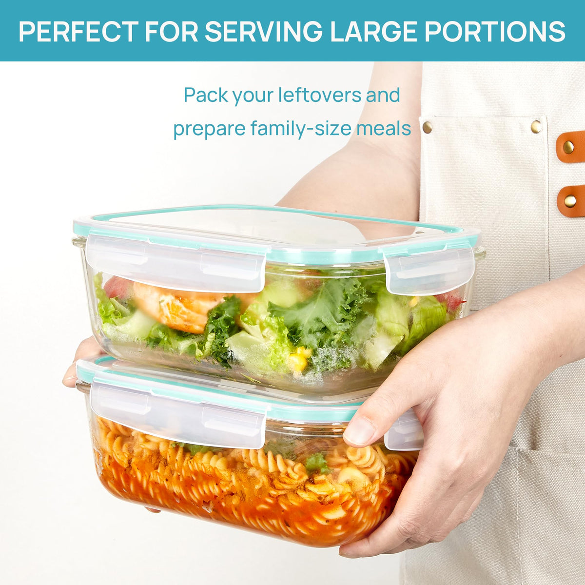 Vtopmart airtight hinged lid with silicone seal prevents leaks.