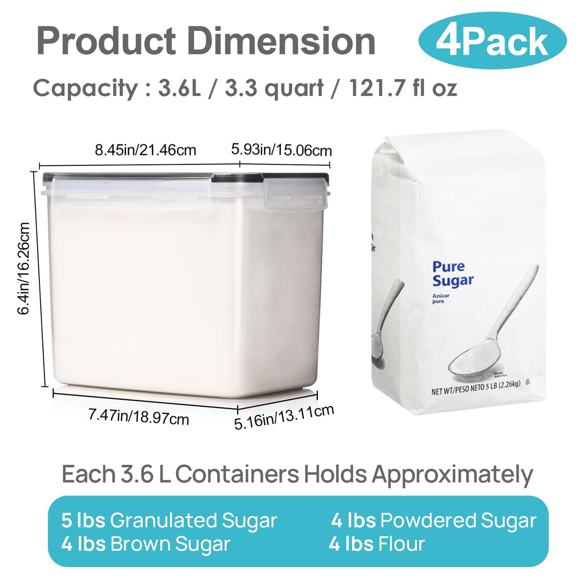 Vtopmart 3.3qt container with lid side-lock showing airtight seal