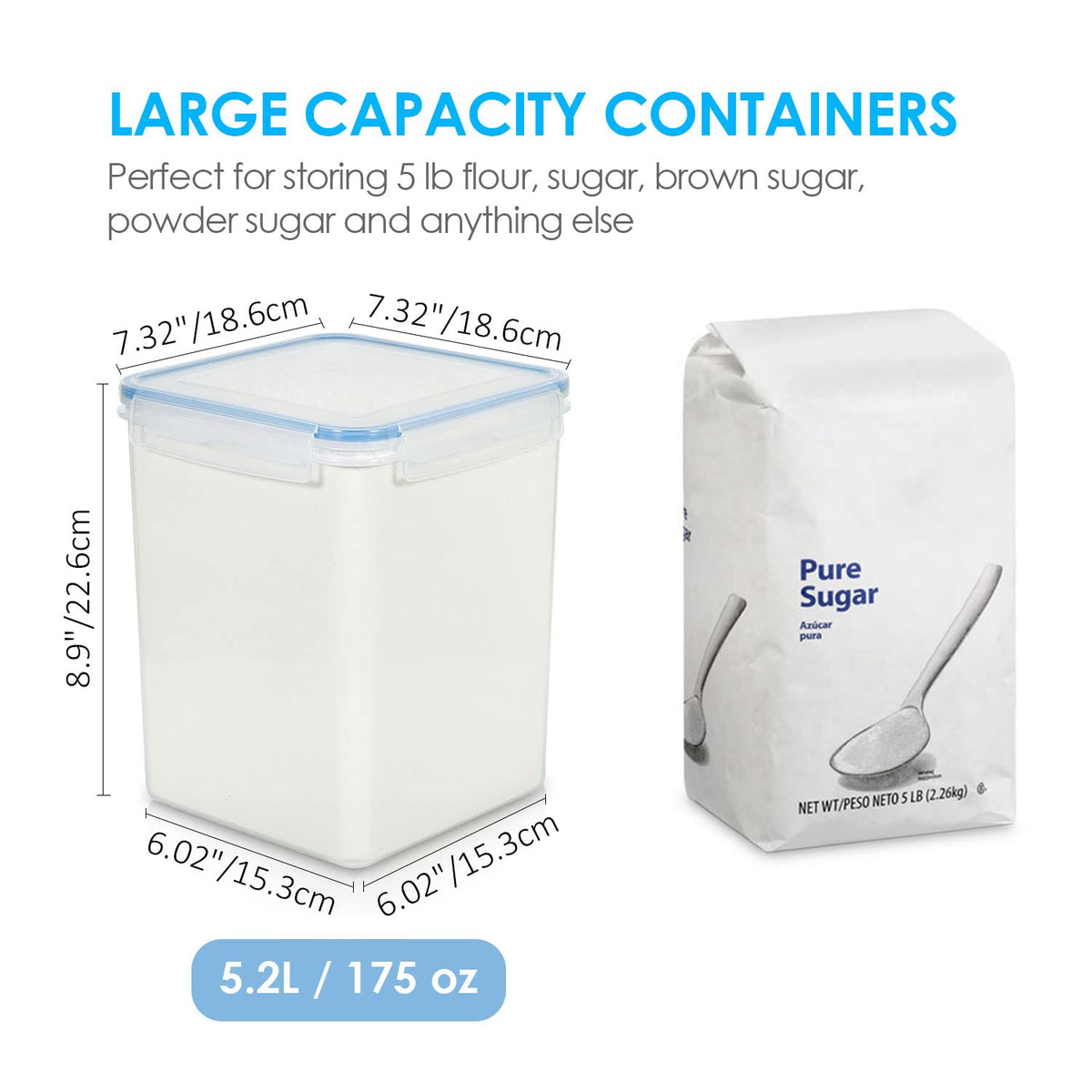 Vtopmart airtight side-locking lids ensure freshness and prevent leaks for dry goods