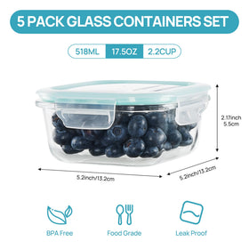 Vtopmart glass containers with snap lids prevent leaks during transport.