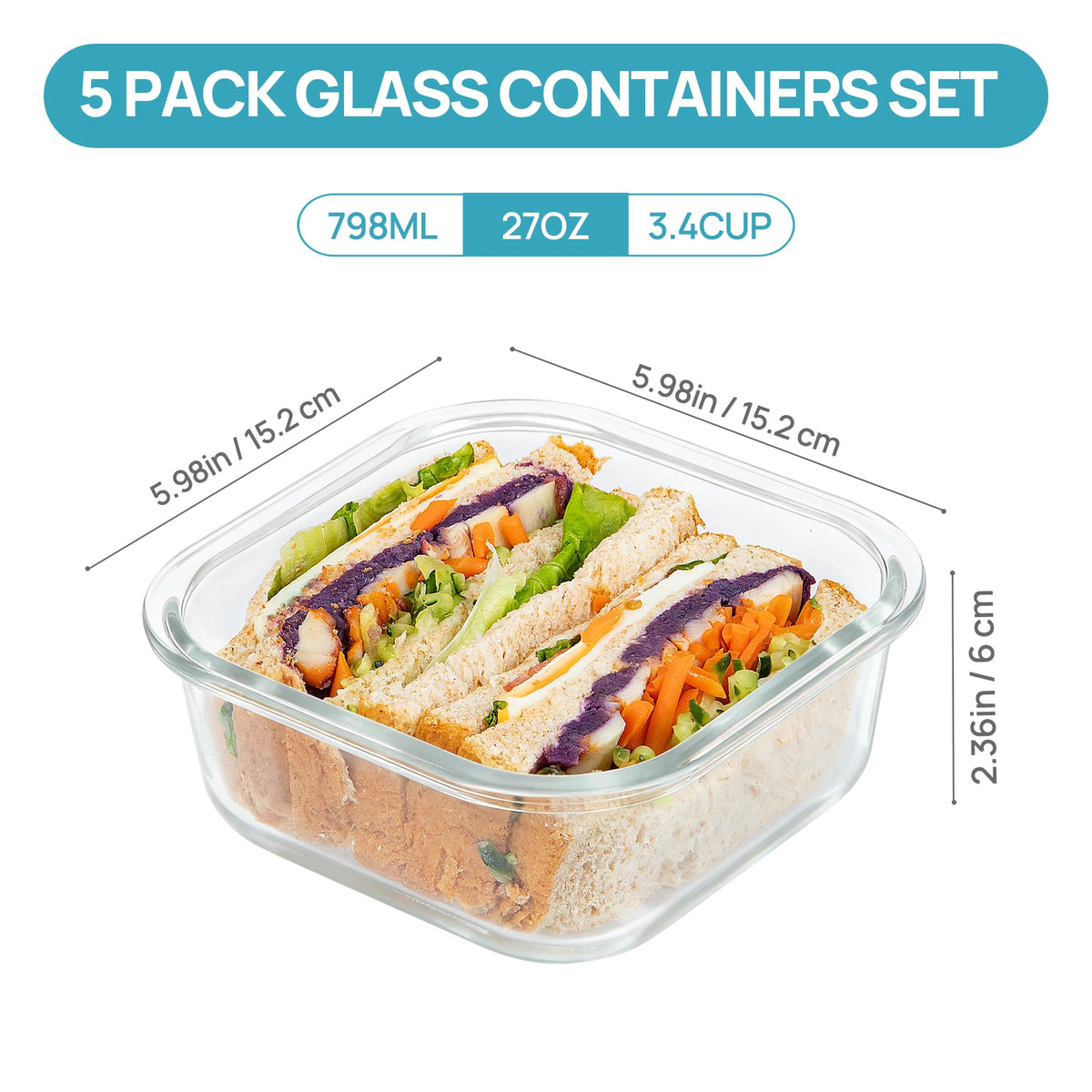 Vtopmart airtight snap lids prevent leaks during lunch and travel.