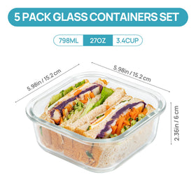 Vtopmart airtight snap lids prevent leaks during lunch and travel.