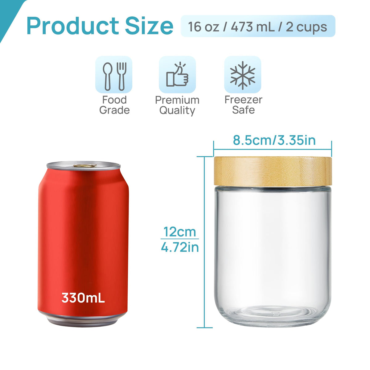 Vtopmart glass jar with natural bamboo lid highlights eco-friendly design.