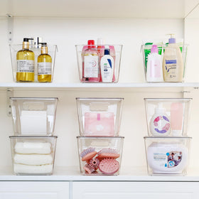 Vtopmart bathroom cabinet organizer neatly storing toiletries and cosmetics