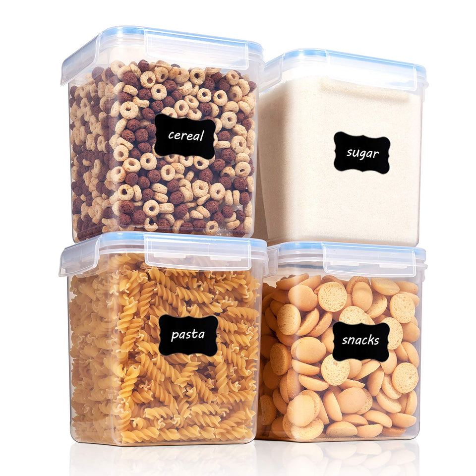 Vtopmart airtight canister shows 2.5L capacity for organized flour storage.