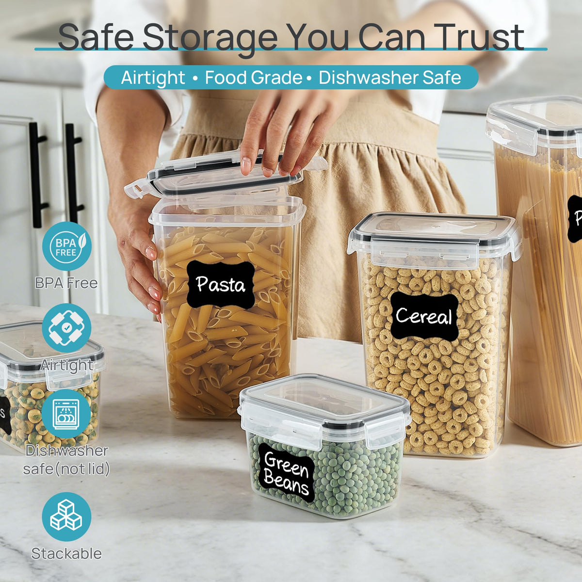 Vtopmart BPA-free material ensures safe storage for dry goods.