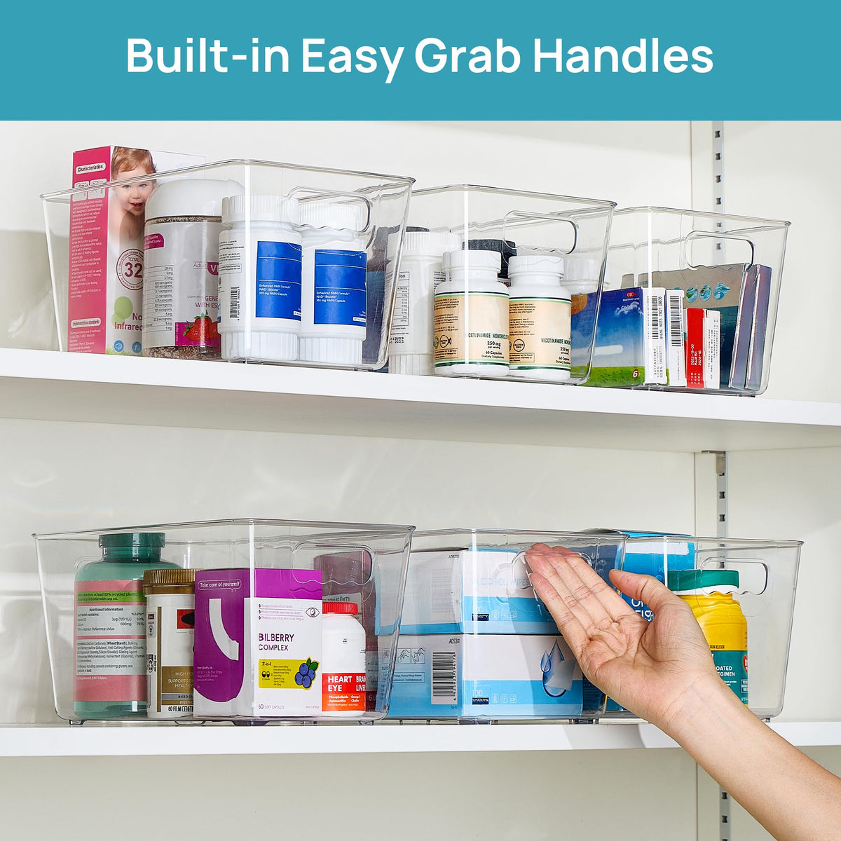 Vtopmart BPA-free bin clear durable material supports long-lasting fridge organization
