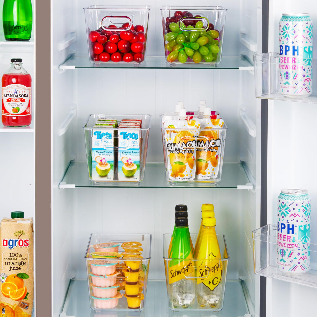 Vtopmart cabinet organization bin transparent to maximize deep shelves.