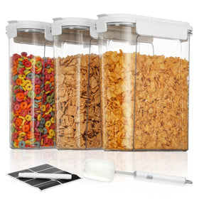 Vtopmart cereal containers set on countertop for organized pantry storage.