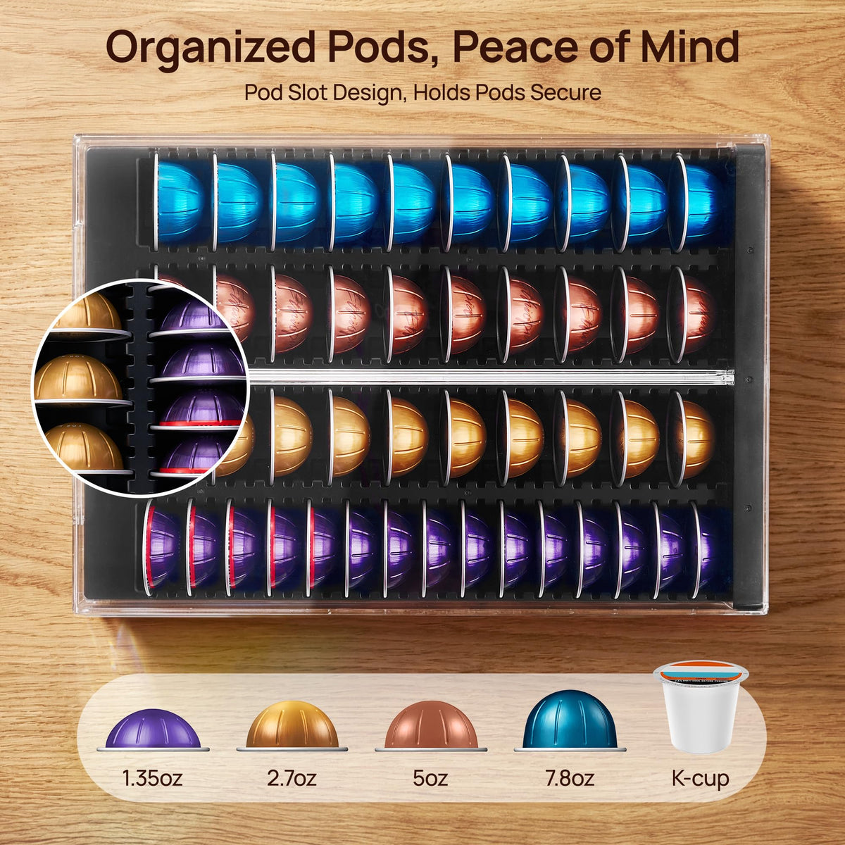 Clear acrylic organizer showing capsules at a glance