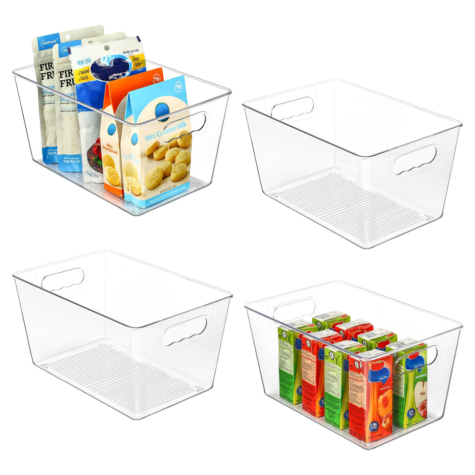 Vtopmart clear fridge bin with handle for easy produce access