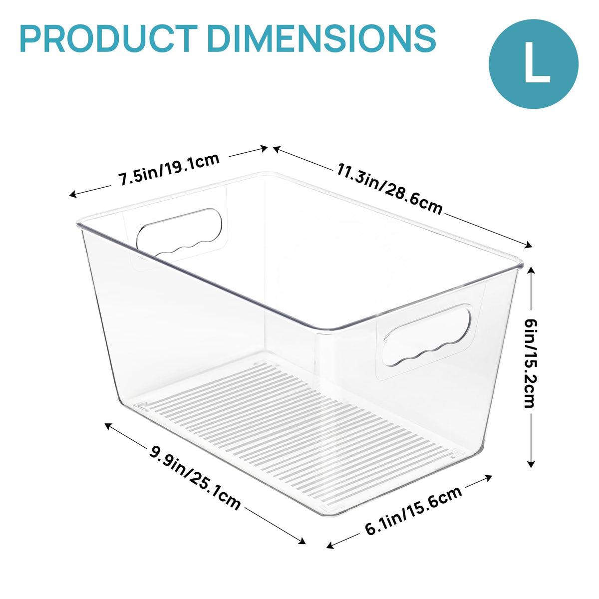 Vtopmart clear bin inside fridge showing visible contents for efficient storage.