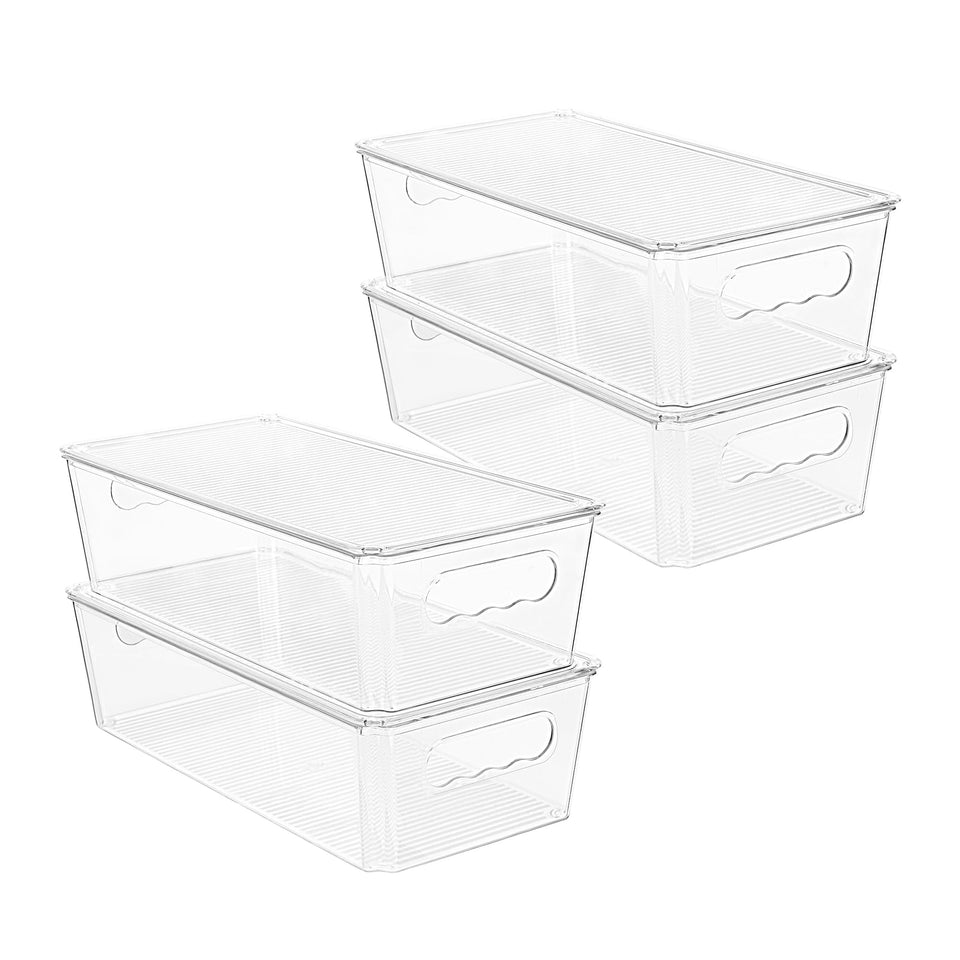 Vtopmart clear bin with lid offers pantry visibility and organized stacking.