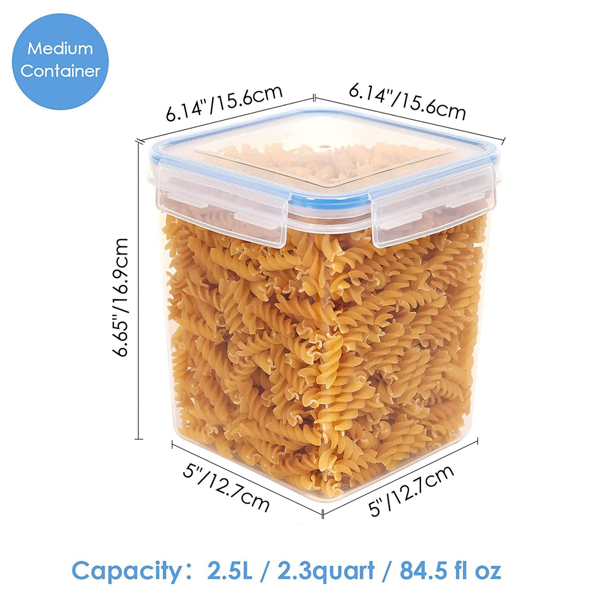 Vtopmart clear dry-food canister ideal for sugar, rice, or cereals.