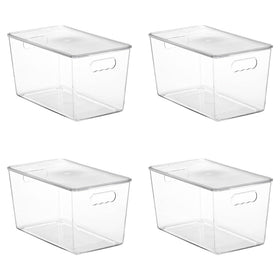 Vtopmart clear stackable bin with lids for easy pantry organization