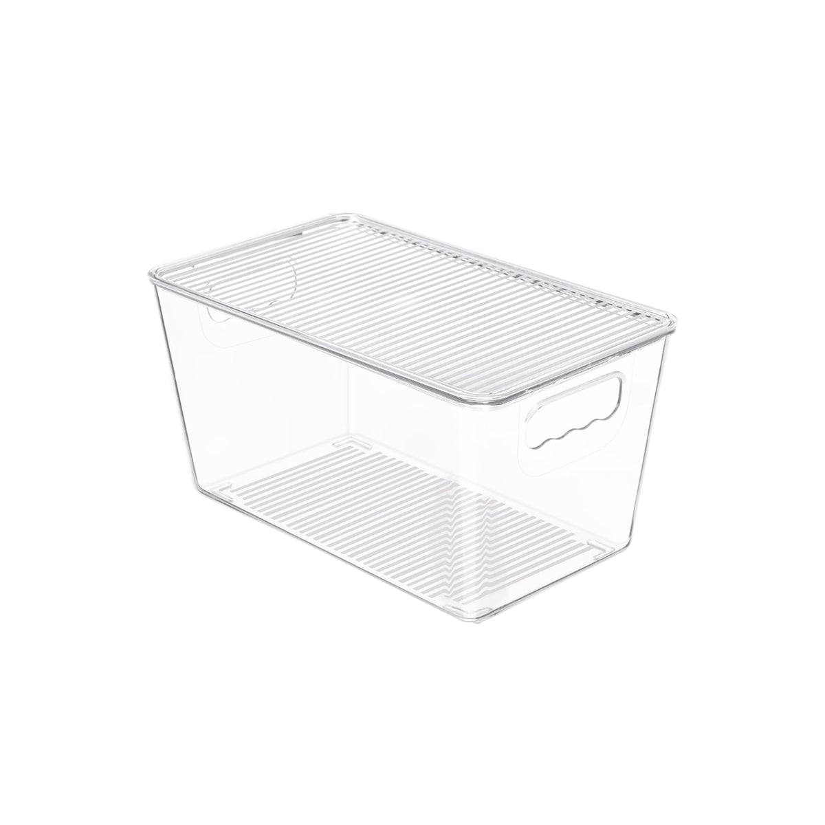 Vtopmart clear stackable bin with lid for easy pantry access and visible organization.