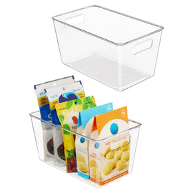 Vtopmart clear storage bin for fridge organization with easy-grab handles.