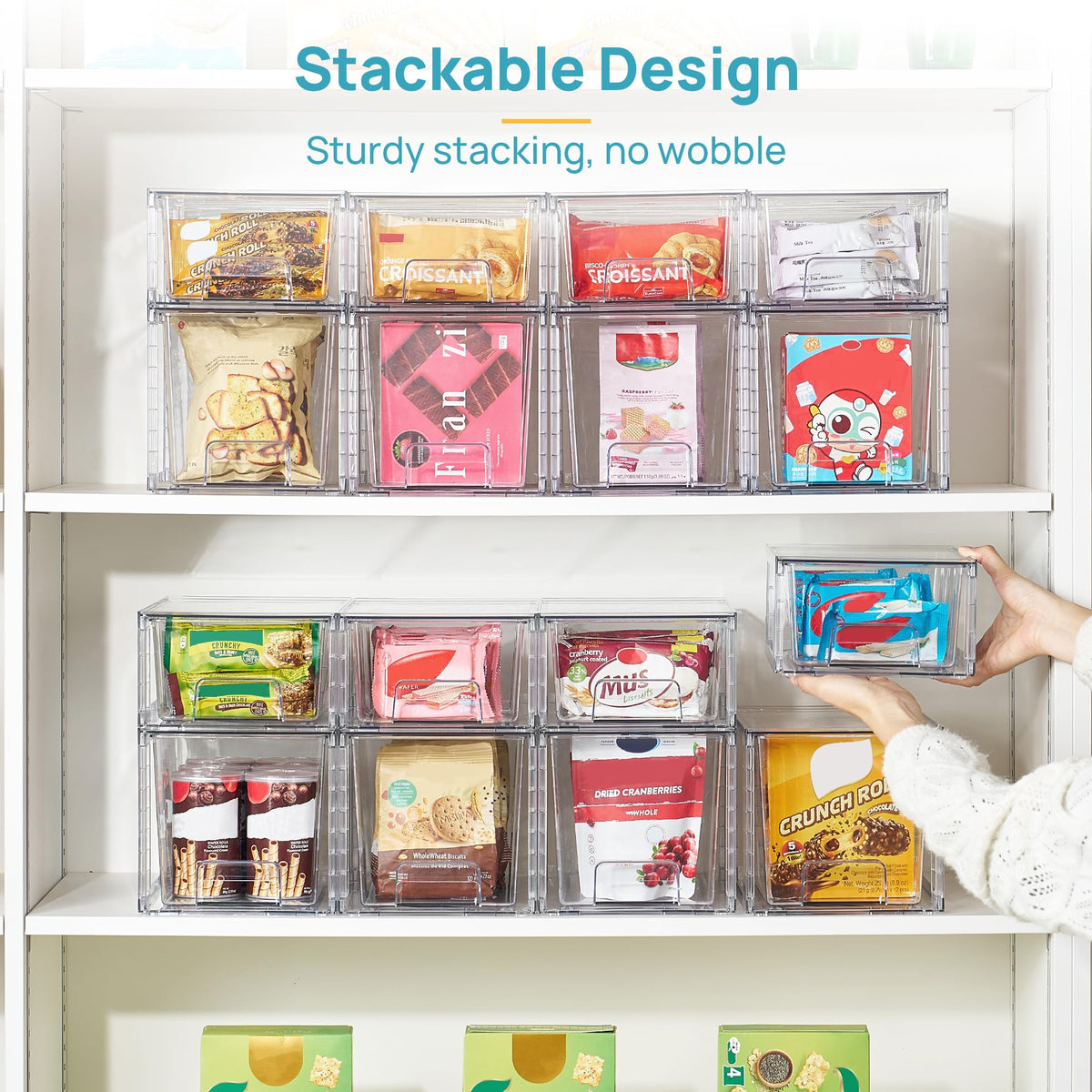 Vtopmart clear-view bins keep contents visible for quick retrieval.