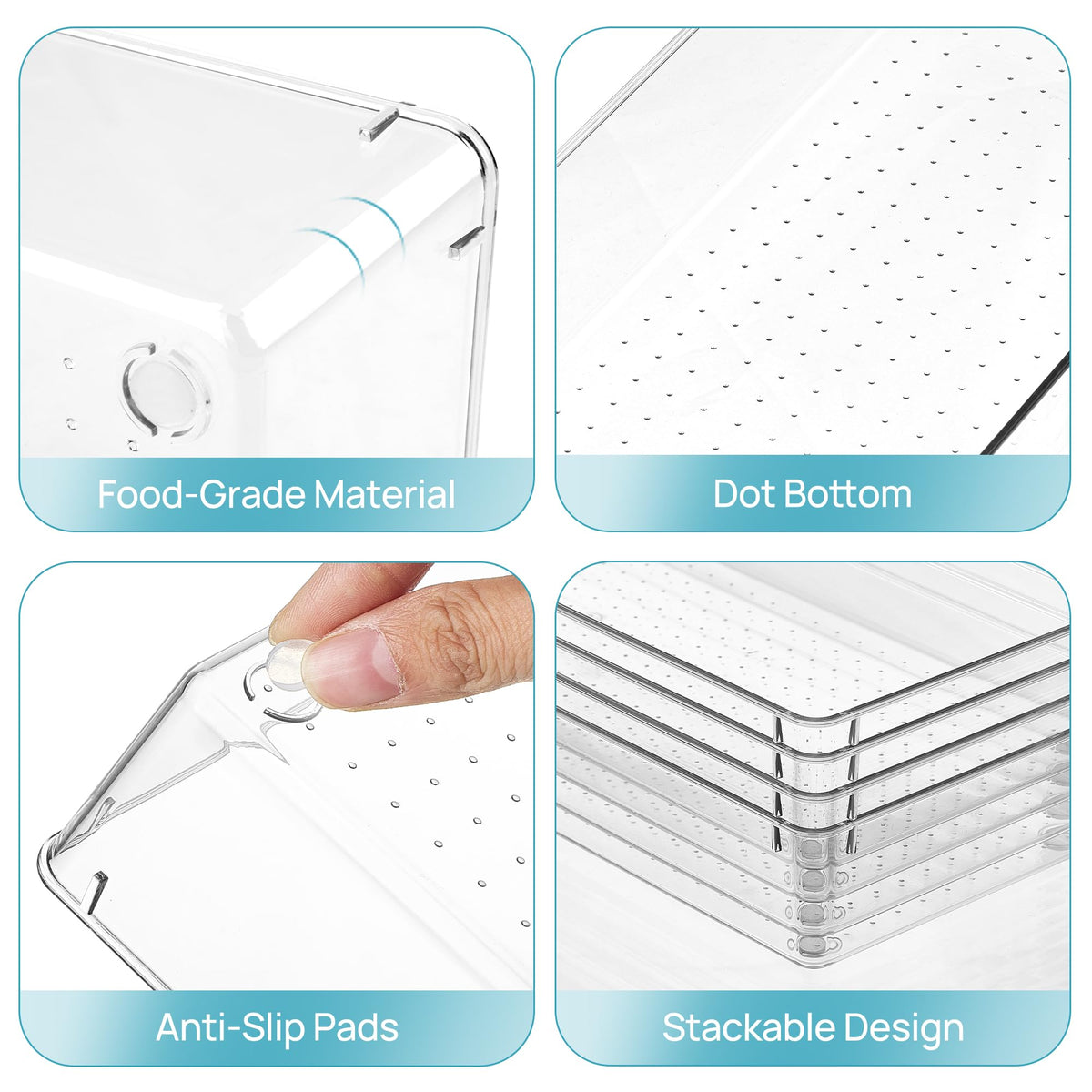 Vtopmart 15x6-inch organizers maximize drawer space for flatware and utensils.
