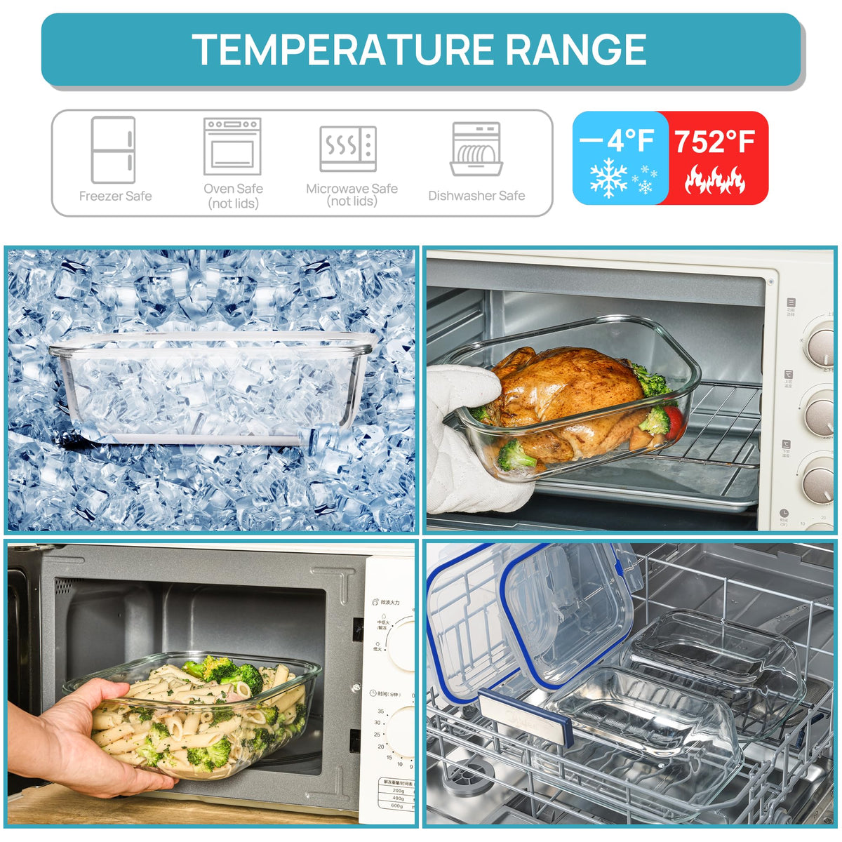 Vtopmart dishwasher-safe glass containers simplify cleanup after meals.