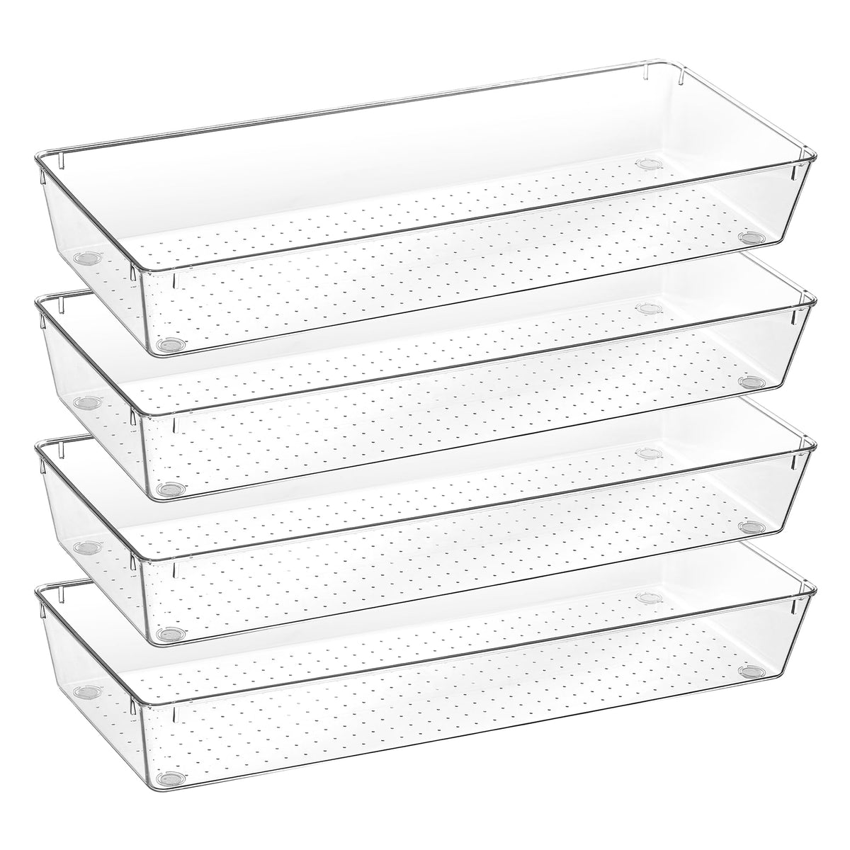Vtopmart drawer organizers provide clear visibility for utensils and cutlery.