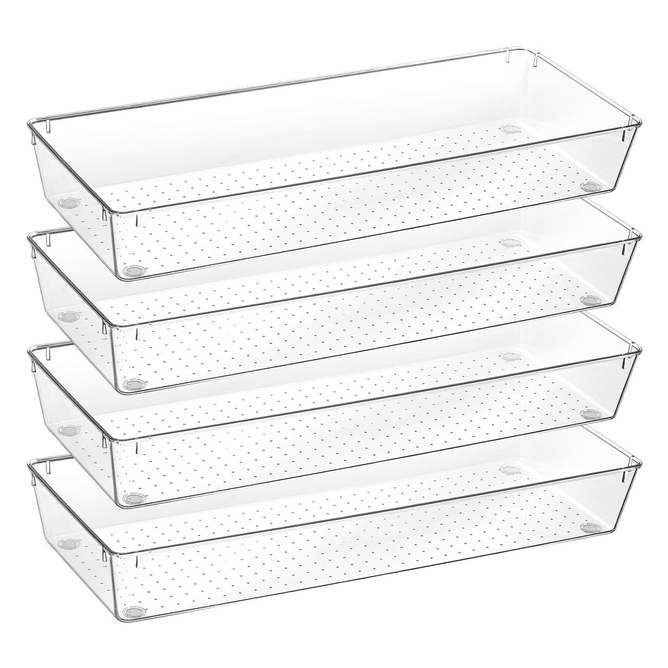 Vtopmart drawer organizers provide clear visibility for utensils and cutlery.