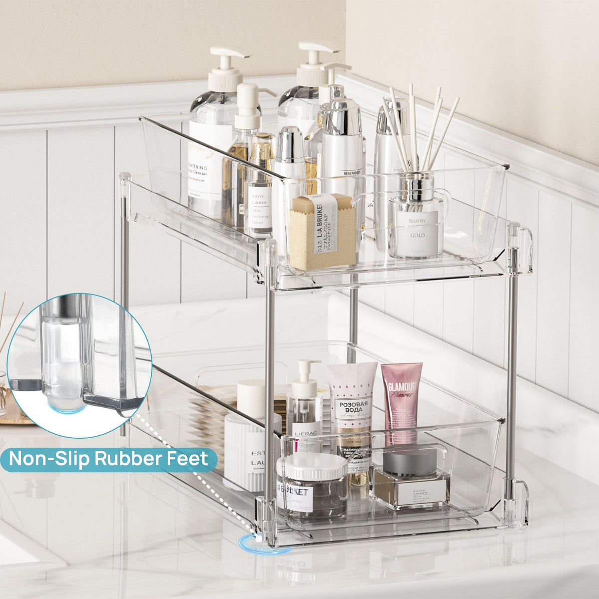 Vtopmart durable PET material frame resists rust under the sink