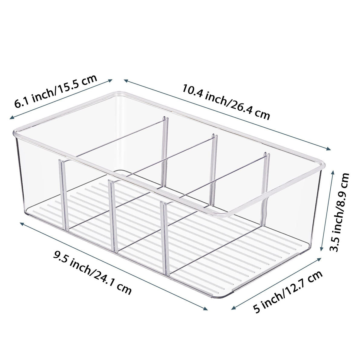 Vtopmart bin with removable dividers helps separate tea, seasoning, and spice packets.