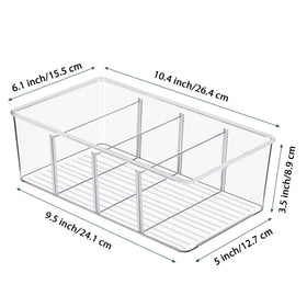 Vtopmart bin with removable dividers helps separate tea, seasoning, and spice packets.