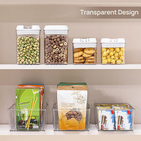 Vtopmart 4-compartment bin fits on countertops or inside cabinets for easy access.