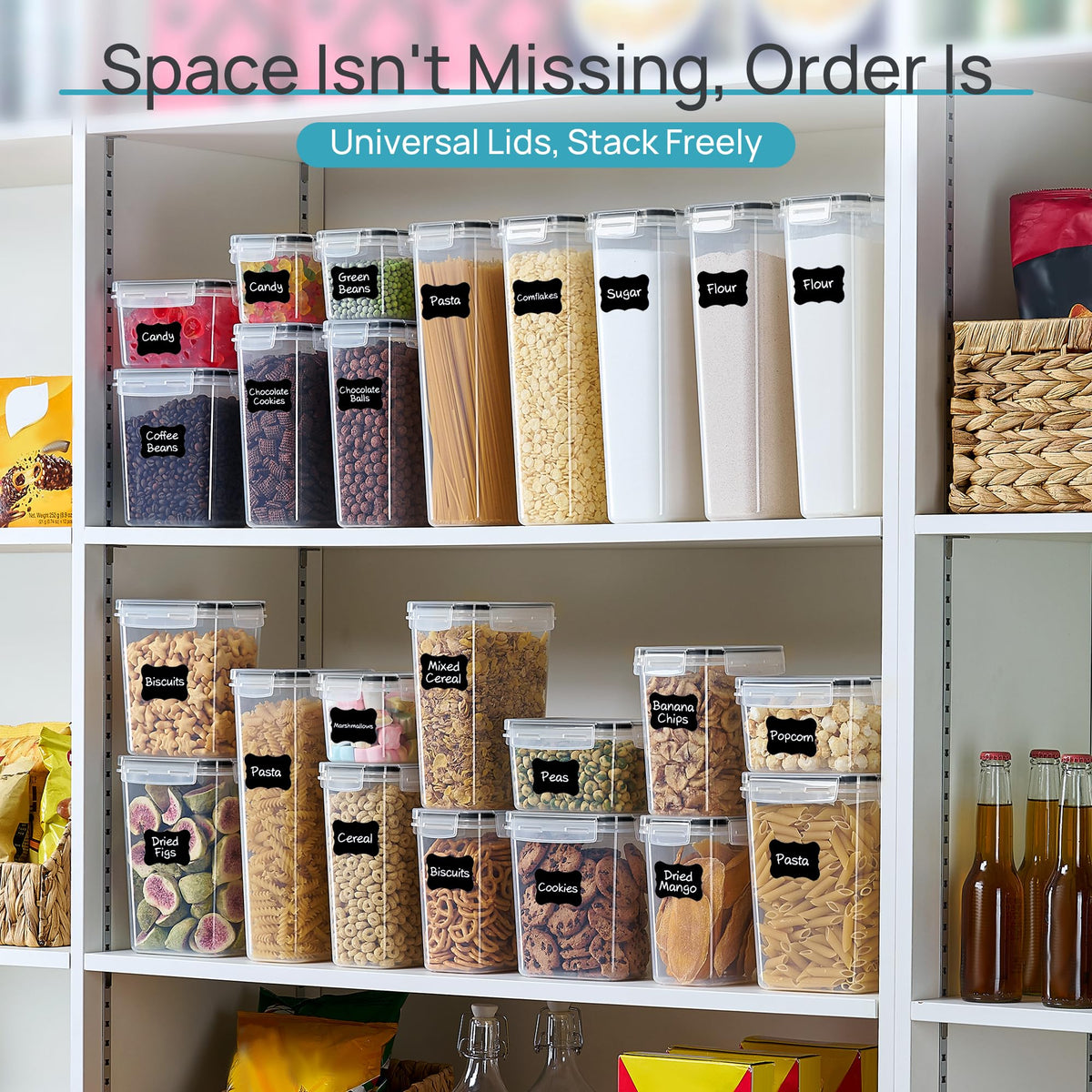 Vtopmart four-size collection fits flour, sugar, pasta, and more.