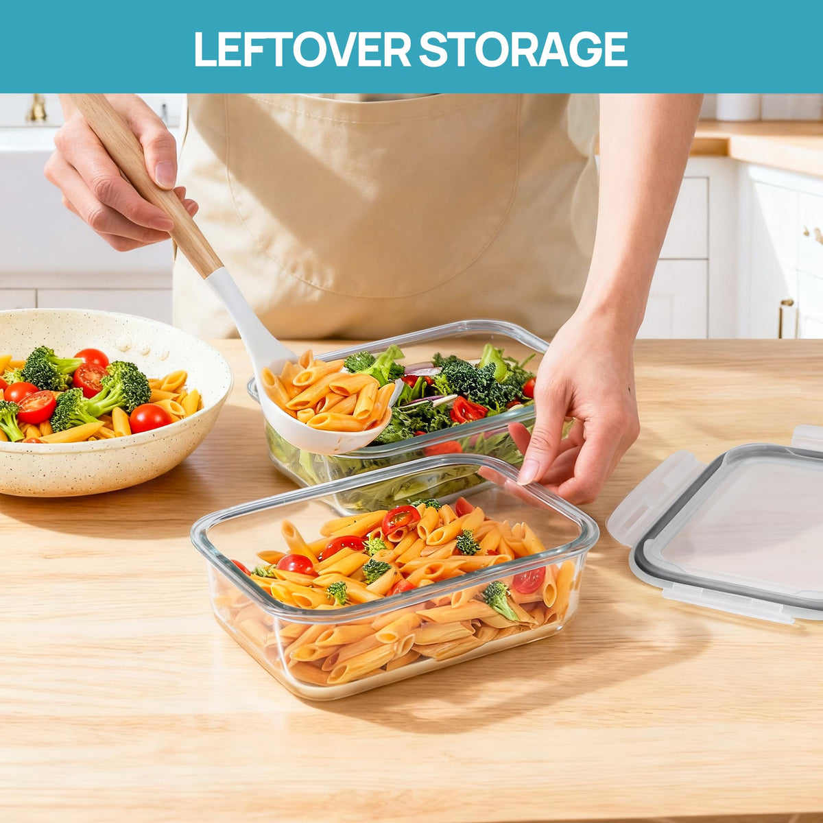 Vtopmart freezer-safe glass keeps leftovers fresh in the freezer.