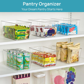 Vtopmart fridge bin transparent design enables neat stacking and quick item retrieval