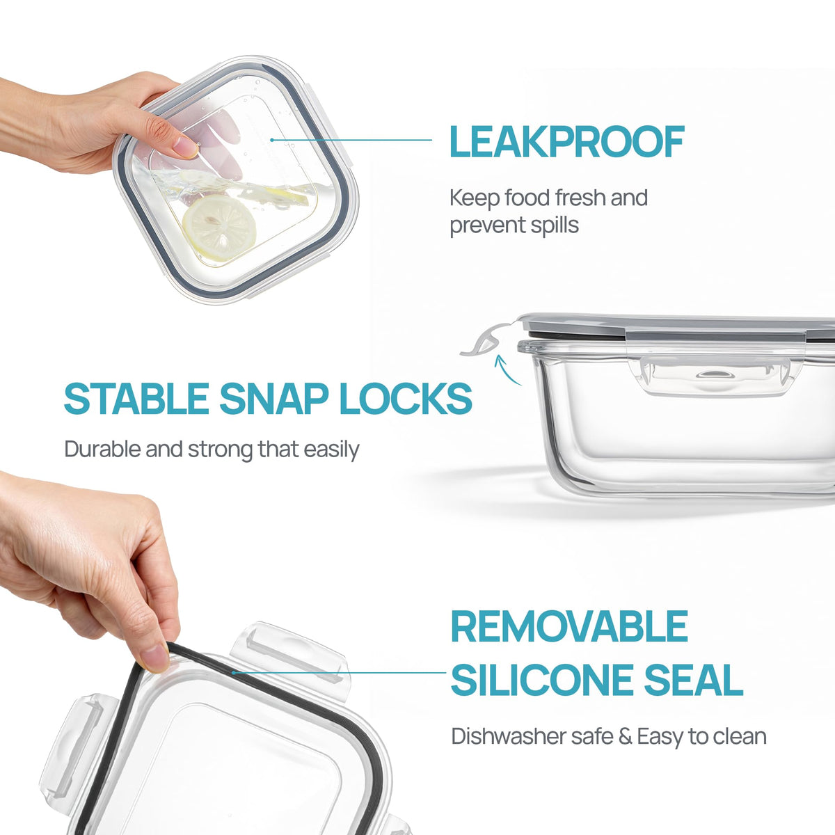 Vtopmart BPA-free glass containers support healthy meal prep at home.