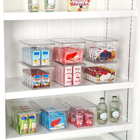 Vtopmart fridge storage bin provides transparent visibility for fridge items.