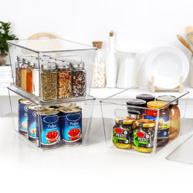 Vtopmart fridge storage bin keeps bottles organized and accessible.