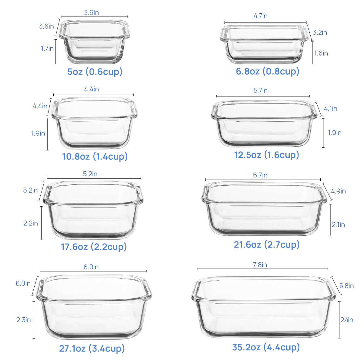 Vtopmart glass rectangle 21oz container ideal for lunches and sauces.