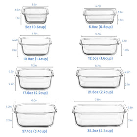 Vtopmart glass rectangle 21oz container ideal for lunches and sauces.